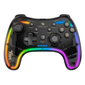 ZEBRONICS MAX FURY Transparent RGB LED Illuminated Wired Gamepad for Windows PC, Android, with Dual Analog Sticks, Quad Front Triggers, Dual Motors Force, Haptic Feedback