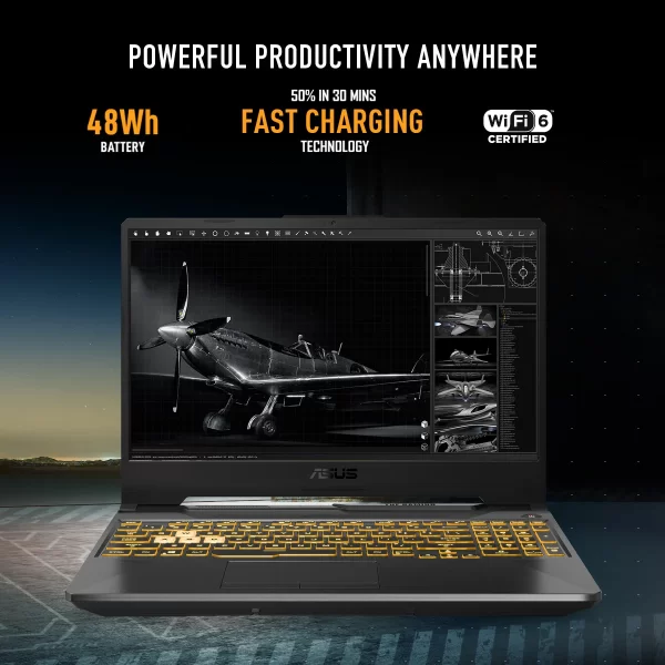 ASUS TUF Gaming A15, 15.6" (39.62cm) FHD 16:9 144Hz, AMD Ryzen 7 7435HS, Gaming Laptop (16 DDR5/512GB SSD/NVIDIA GeForce RTX 2050/Windows 11 Home/Graphite Black/2.30 Kg), FA506NFR-HN045W - Image 4